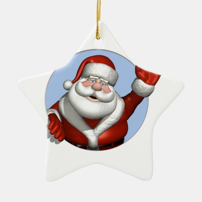 Waving Santa Ceramic Tree Decoration (Front)
