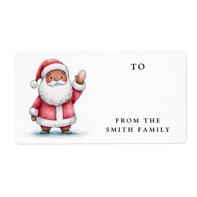Waving Santa Christmas to from gift tag (Front)