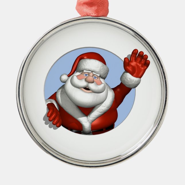 Waving Santa Metal Tree Decoration (Front)