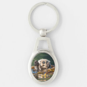 Waving Sea Otter Key Ring