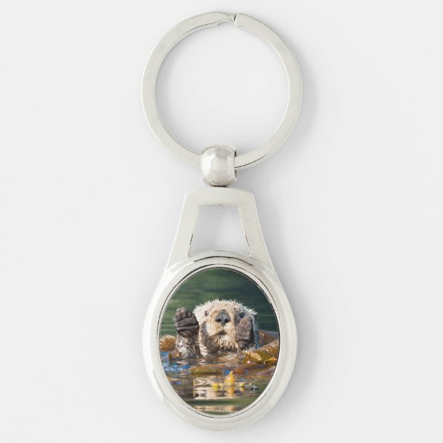 Waving Sea Otter Key Ring (Front)