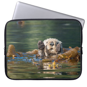 Waving Sea Otter Laptop Sleeve