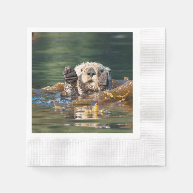 Waving Sea Otter Napkin (Front)