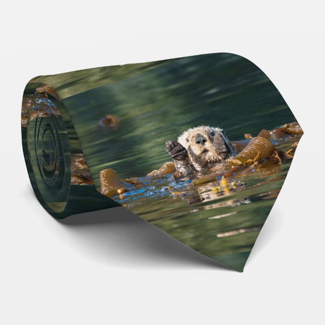 Waving Sea Otter Tie (Rolled)