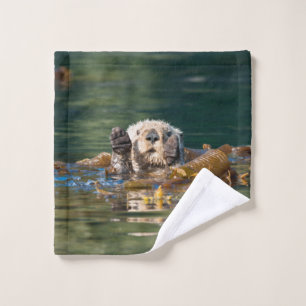 Waving Sea Otter Wash Cloth