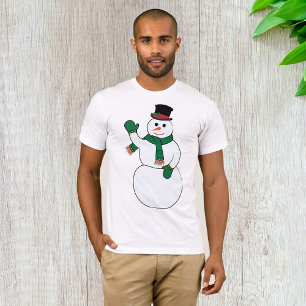 Waving Snowman Mens T-Shirt