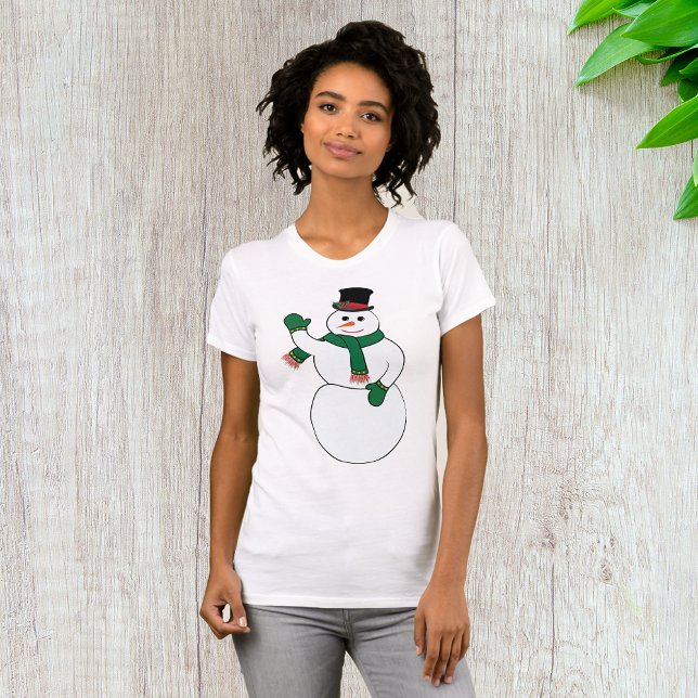 Waving Snowman Womens T-Shirt (Creator Uploaded)