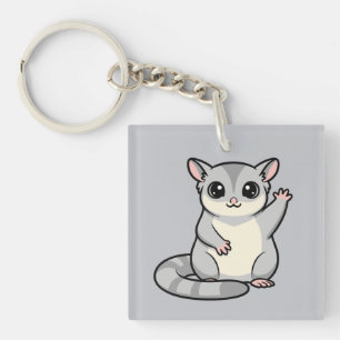 Waving Sugar Glider Cartoon Art Key Ring