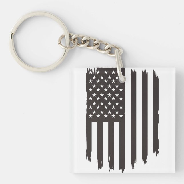 Waving United States National Flag Key Ring (Front)