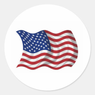 waving US American flag Classic Round Sticker