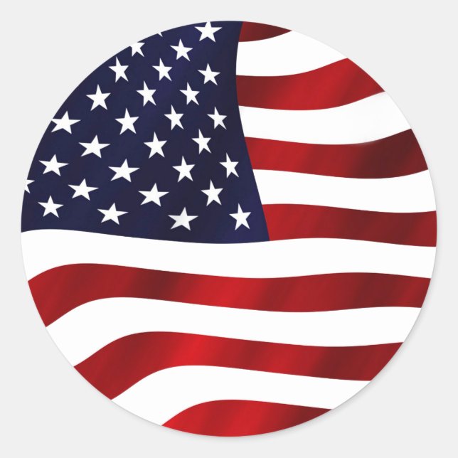 Waving US Flag Classic Round Sticker (Front)