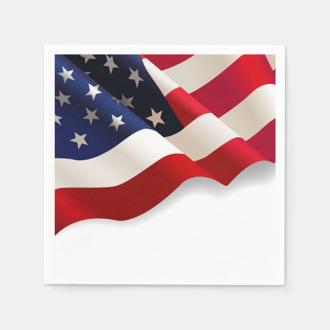 Waving US Flag Patriotic Party Napkins (Front)