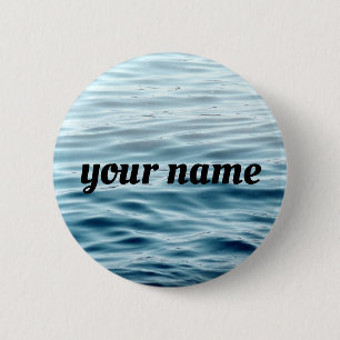 Waving water name 6 cm round badge