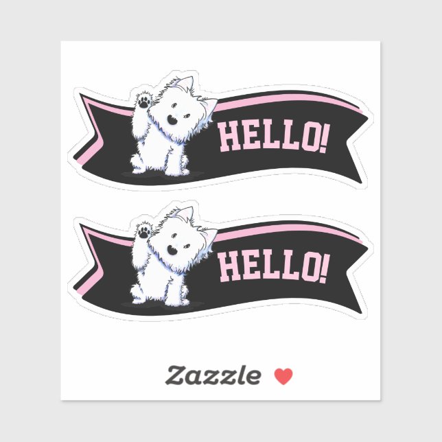 Waving Westie Custom-Cut Vinyl Sticker (Sheet)