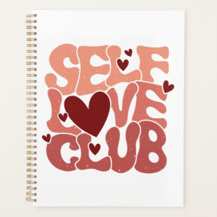 Wavy 70s Font "Self Love Club" Hearts Planner