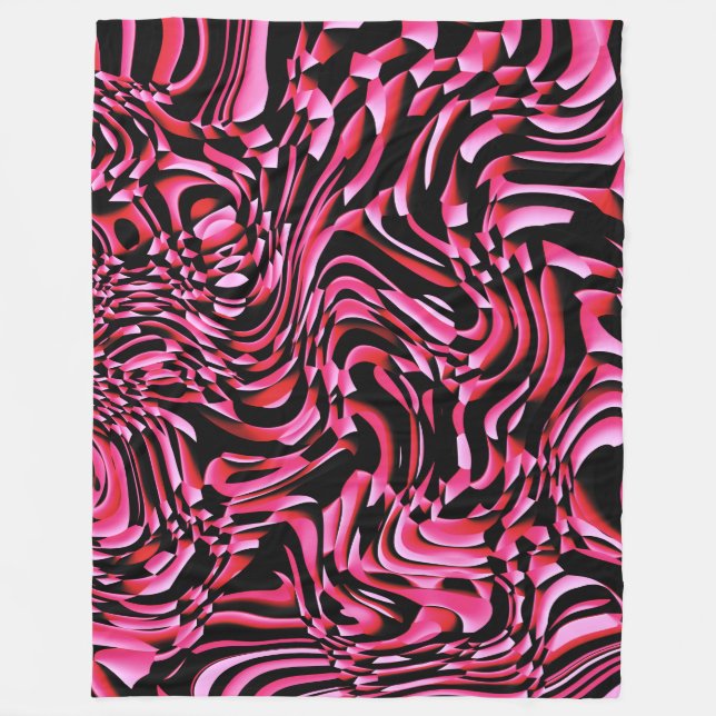 Wavy Abstract 270321 - 01 Red Fleece Blanket (Front)