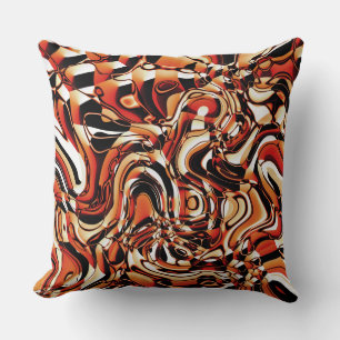 Wavy Abstract 270321 - 02 Orange Cushion