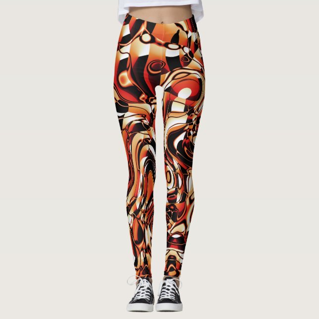 Wavy Abstract 270321 - 02 Orange Leggings (Front)