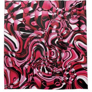 Wavy Abstract 270321 - 02 Red Shower Curtain