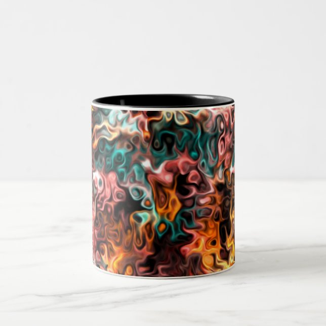 wavy abstract art: Glances Two-Tone Coffee Mug (Center)