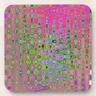 Wavy Abstract Green and Red Retro Mosaic Zigzags Coaster