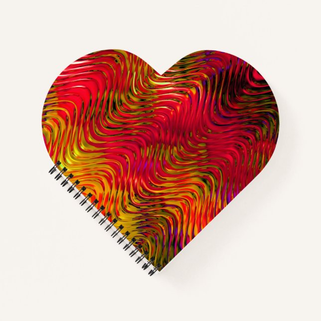 Wavy Abstract Pattern in Red Notebook (Front)