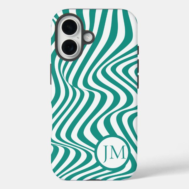 Wavy Abstract Teal with Initial  Case-Mate iPhone Case (Back)