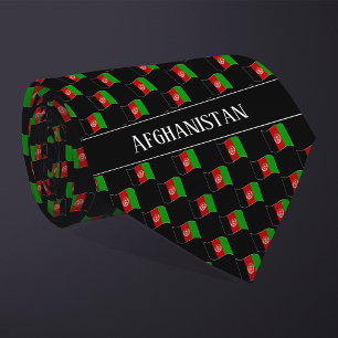 Wavy Afghanistan Flag Pattern Tie
