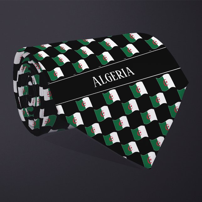 Wavy Algeria Flag Pattern  Tie (Creator Uploaded)