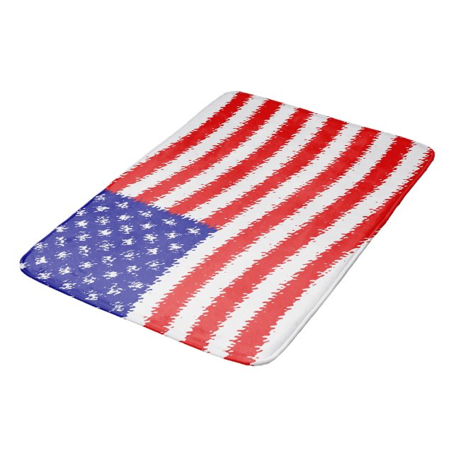 Wavy American flag Bath Mat (Angled)