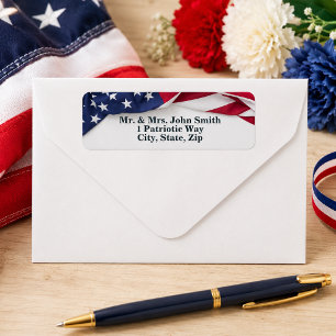 Wavy American Flag Return Address
