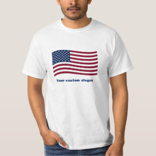 Wavy American Flag (with your custom slogan) T-Shirt