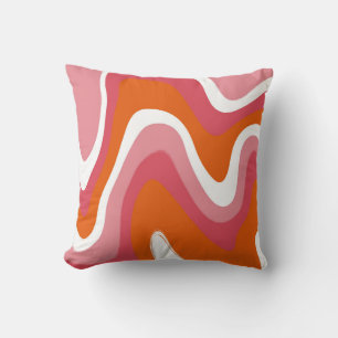 Wavy and Groovy Pink and Orange Cushion
