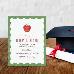 Wavy Apple Preschool Graduation Party Invitation
