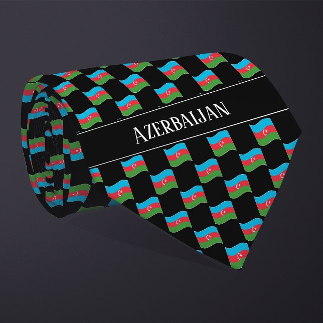 Wavy Azerbaijan Flag Pattern  Tie (Creator Uploaded)