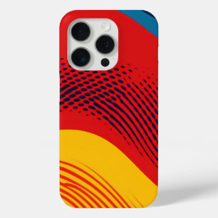 Wavy bands in primary colors with textures iPhone 15 pro case