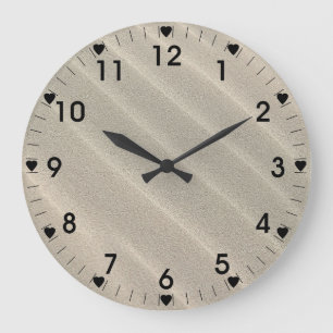 Wavy Beach Sand Black Number Large Clock