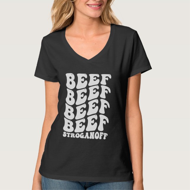 Wavy Beef Stroganoff Pasta Lover Food T-Shirt (Front)