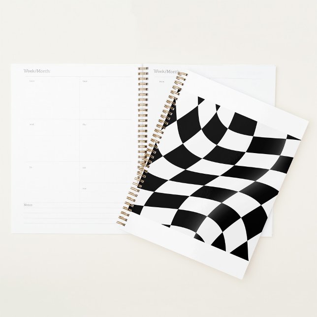 Wavy Black and White Chequered Flag Racing Planner (Creator Uploaded)