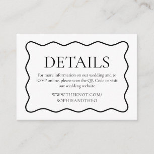 Wavy Black and White Old Money Wedding Details  Enclosure Card