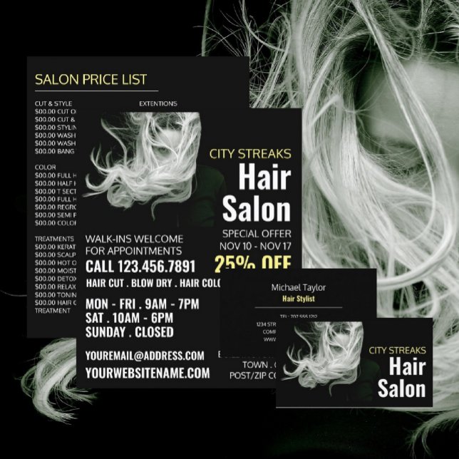 Wavy Blonde Hair, Hair Stylist, Hair Salon Advert Flyer (Creator Uploaded)