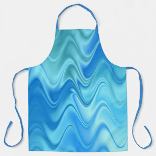 Wavy Blue Abstract Apron