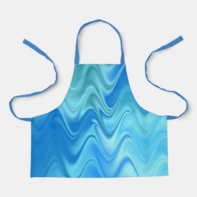 Wavy Blue Abstract Apron (Front)