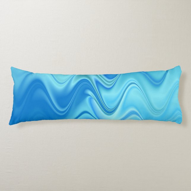 Wavy Blue Abstract Body Cushion (Front)