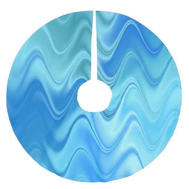 Wavy Blue Abstract Brushed Polyester Tree Skirt (Front)