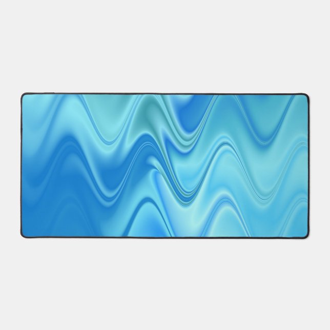 Wavy Blue Abstract Desk Mat (Front)