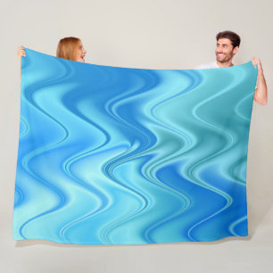 Wavy Blue Abstract Fleece Blanket