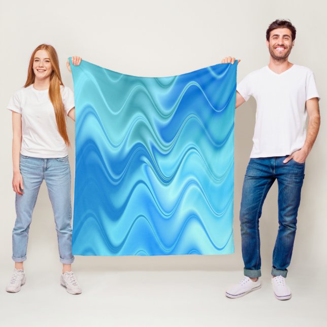Wavy Blue Abstract Fleece Blanket (In Situ)