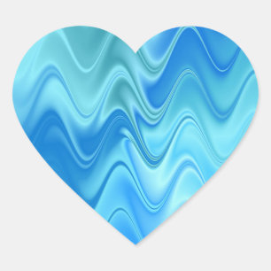 Wavy Blue Abstract Heart Sticker