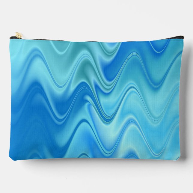 Wavy Blue Abstract Large Accessory Bag (Front)